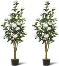 2-Pack 4FT Artificial Camellia Tree,Realistic Fake Potted Plants with Flowers&Planters,Indoor/Outdoor Faux Flowering Trees for Home,Office,Porch,Wedding,and Housewarming Gift Decor,White by Unknown