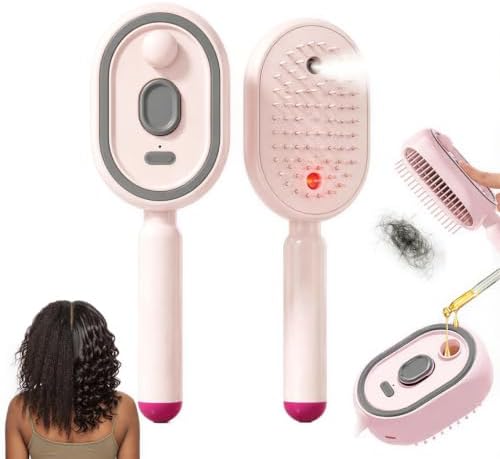 Electric Spray Air Cushion Massage Comb, Hair Brush with Water Spray, Rechargeable Anti-Static Hair Brush with Fine Mist Spray and Red Light Scalp Massage, Wet Dry Hair Styling for Women Men（1） by Unknown
