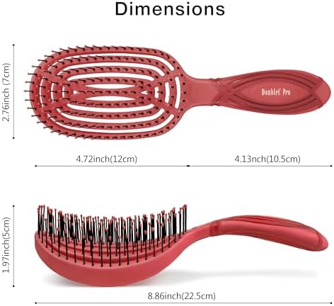 NuWay® DoubleC PRO® Patented Scalp Care Hair Brush – Double Curve Design for Scalp Massage, Professional Blow-Dry Styling, Wet & Dry Hair, All Hair Types (Red) - Image 3