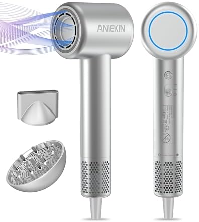 Hair Dryer, High-Speed Ionic Low Noise Blow Dryer with Brushless Motor for Fast Drying, Thermo-Control Quiet Compact Hair Blow Dryer with Magnetic Diffuser for Curly Hair for Home Travel Salon by ANIEKIN-MasterYourBeauty