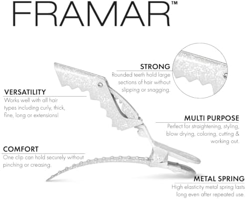FRAMAR Glitter Hair Clip Set, Alligator Clips For Hair Styling – 4 Pack - Image 3