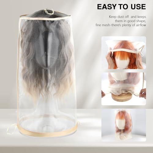 5PCS Wig Storage Bags for Multiple Wigs Covers to Keep Wig Fresh, Holder Stand Dust Cover with Drawstring, Hair Salon Accessories Supplies & Kit for Salon Home Use - Image 6
