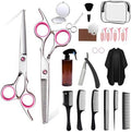 Hair Cutting Scissors Kit,27PCS Professional Stainless-Steel Sharp Barber Professional Hairdressing Shears Set with 6.5 Inch Cutting Scissors,Thinning Shears for Man Woman Adults Home Salon(Pink) by Sievic
