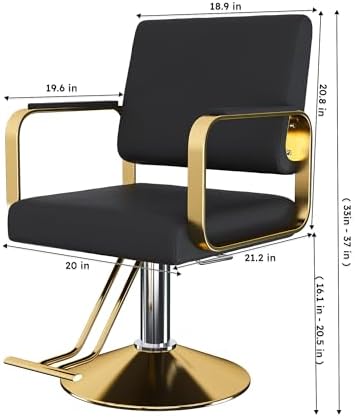 KEIKI Hydraulic Salon Chair, 360° Swivel Barber Chair with Pump, Black Gold - Image 2