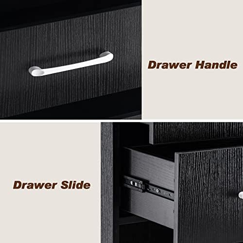 BarberPub Salon Storage Cabinet with Hair Dryer Holders 2035 (Black) - Image 7