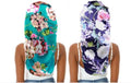 2pcs Extra Long Satin Bonnet Sleep Cap for Women, Double-Layer Silky Hair Bonnet for Braids/Dreadlocks/Curly/Long Hair with Tie Band (Green Flora & Purple Floral) by senthair
