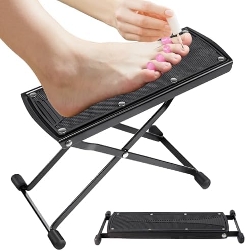 Pedicure Foot Rest, 6 Heights Adjustable Foot Stool, Metal Foldable Non-Slip Stand for Home and Salon Use Pedicure Station, Ideal Pedi Stool for Nail Tech or Guitar Foot Stool Black by Unknown