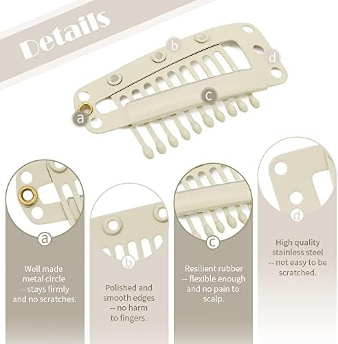 Dreamlover Beige Hair Extension Clips, 10 Teeth, 30 Pieces - Image 3