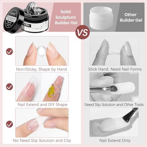 Clear and Nude Solid Builder Gel for Nails Extension 3D Hard Gel - Image 4