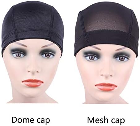 YANTAISIYU 2 Pcs/Lot Black Dome Cap Wig Caps Stretchy Wig Cap with Wide Elastic Band for Making Wig (Dome Cap L) - Image 2