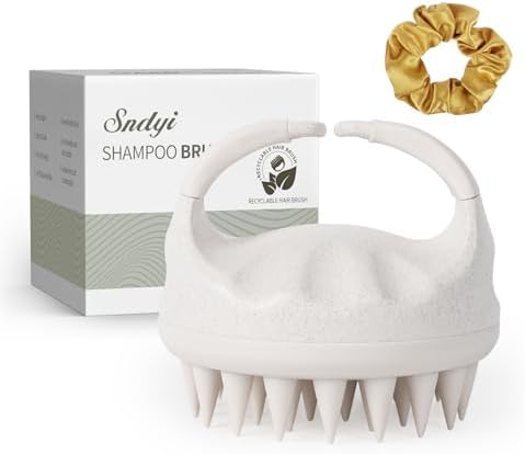 Sndyi Soft Silicone Scalp Massager for Dandruff Removal and Hair Growth - Wet Dry Scalp Exfoliator Brush for Scalp Care - Beige by Sndyi