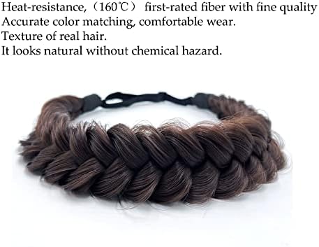 Synthetic Hair Braided Headband Classic Wide Strands Wedding Disorderly Fluffy Braids Wig Band Women Beauty Accessory - Image 5
