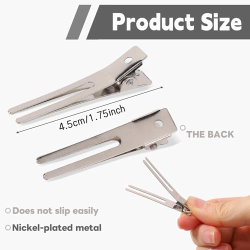 120pcs Double Prong Curl Clips, Metal Hairpins for Hair Styling and Bows, Salon-Grade Hair Clips for Curling (Silver) - Image 4