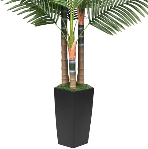 5ft Artificial Palm Tree Indoor Plant，Triple Faux Tropical Areca Floor Plant in Pot，Artificial Plants with Lifelike Leaves for Home Office Decor - Image 6