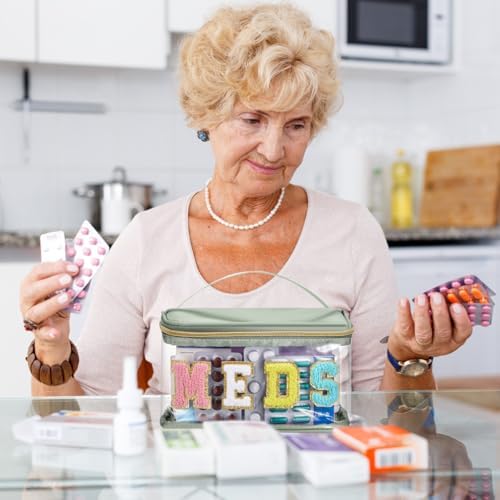 Geetery Meds Travel Bag Sage Green, Meds Chenille Letter Clear - Image 5