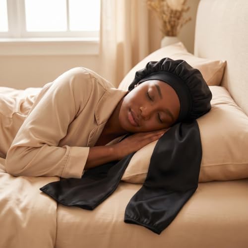Satin Bonnet for Women, Extra Long Sleep Cap for Braids - Image 7