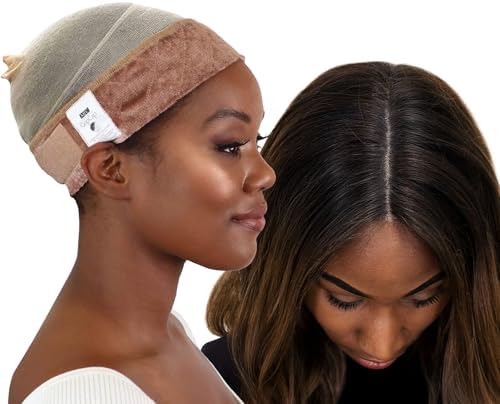 MILANO COLLECTION WiGrip Comfort Band with 9 Pack Nylon Wig Cap Liners Combo, Non-Slip Velvet Wig Band & 9 Elastic Caps, Adjustable, One Size Fits All, Nude by MILANOCOLLECTION