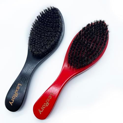 Boar Wave Brush for Men - Medium Hard Brush 360 Waves for Black Hair -Black - Image 7