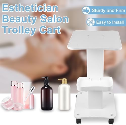 Esthetician Salon Trolley Cart with Wheels, Salon Spa Beauty Machine Trolley Stand, 3 Tier Rolling Cart Esthetician Machine Mobile for Instrument Storage - Image 2