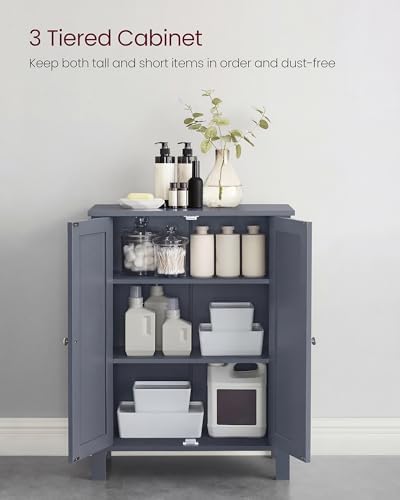 VASAGLE Bathroom Floor Storage Cabinet, 2 Adjustable Shelves,Slate Gray - Image 7