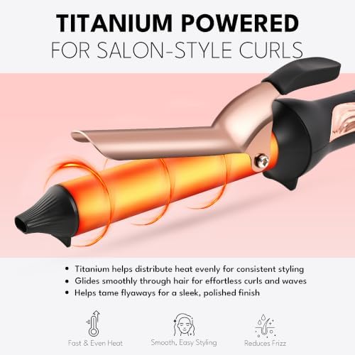 Rozamor 1 Inch Titanium Curling Iron with Clamp for Curls and Waves - Image 3