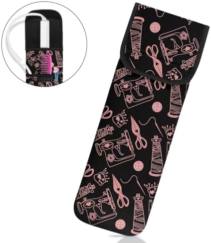 ZOUTAIRONG Curling Iron Cover Bag Heat Resistant Neoprene Universal Curling Iron Cover Sleeve Flat Iron Curling Wand Travel Case Pouch for Travel, Gym, or Home, 15 x 5 Inches Needlework Print - Image 4