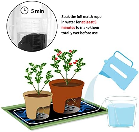 31 x 38 inch Automatic Plant Watering Mat & 30 feet Self Watering System Wick Cord for Seed Starter Tray Capillary Mat for Seedling Capillary Matting for Potted Plants Greenhouse Gardening - Image 6