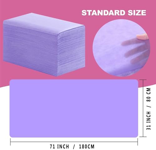 Disposable Bed Sheets 100 Pcs 31" x 71" Massage Table Sheets Non Woven Fabric SPA Bed Cover Breathable for Massage Beauty Tattoos(Purple) - Image 3