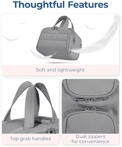 BAGSMART Travel Toiletry Bag, Lightweight Large Wide-open Travel Bag for Women, Puffy Cosmetic Makeup Bag Organizer with Handle for Accessories,Essentials, Toiletries, Grey - Image 2
