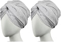 Conair Cotton Hair Towel Wrap & Twist for Women, Fast Drying Ultra-Absorbent Hair Plop for All Types and Lengths, Turban-Style Cotton Towel Helps Maintain Natural Curl Style, Gray, (Pack of 2) by conair