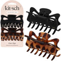 Kitsch Large Hair Claw Clips - All Day Hold Hair Clips, Black & Tort, 2pcs by Kitsch