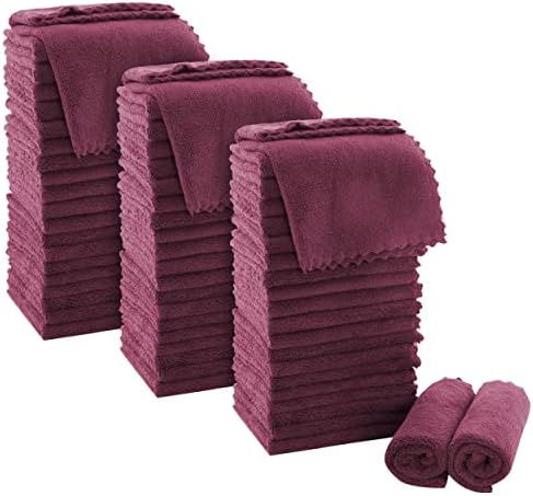 MOONQUEEN Ultra Soft Premium Washcloths Set - 12 x 12 inches - 72 Pack - Quick Drying - Highly Absorbent Coral Velvet Bathroom Wash Clothes (Burgundy) by MOONQUEEN