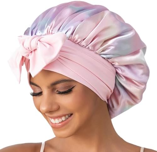 GDTOGRT Satin Silk Bonnet for Sleeping Women - Double Layer Sleep Hair Bonnets Caps for Curly Braid Hair with Tie Band by GDTOGRT
