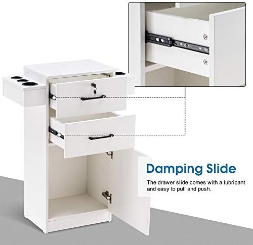 BarberPub Locking Stroage Cabinet, Barber Station with Holder, White 2021 - Image 6