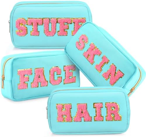 Remerry 4 Pcs Preppy Makeup Bags,Light Blue by Remerry