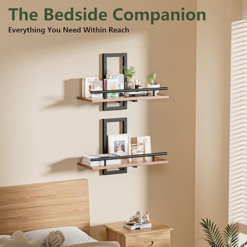Sbosbo Floating Shelves for Wall, Plant Shelf Indoor, Wall Planters for Indoor Floating Plant Shelves for Bedroom, Living Room, Kitchen, Office, Bathroom Decor (2 Pack) (Rustic Brown 02, 3) - Image 6