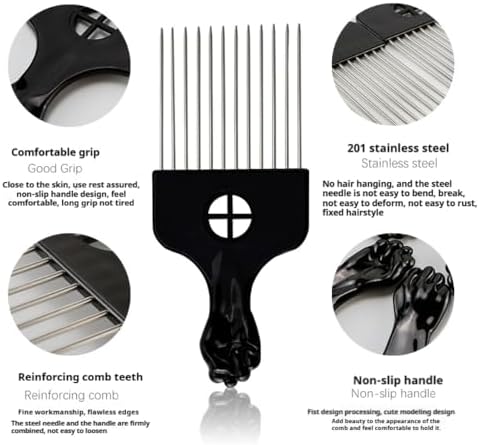 Upgraded Hair Twist Comb Hair Sponge Brush and Metal Afro Hair Pick Comb Set for Black Men Women Curls, 2 In 1 Afro Hair Coil Pick Combs Curl Brush (2 Pcs) - Image 4