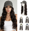 Rich Choices Hat Wigs for Women,Dark Gray Baseball Cap with Hair Extensions for Women,Caps with Wavy Curly Synthetic Long Hair Attached Adjustable Baseball Cap Wig 18 Inch Dark Brown Hair by RichChoices