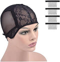 Black Double Lace Wig Caps with Adjustable Straps Swiss Lace Hairnet on the Back for Making Wig (Black XL) by YTBYT