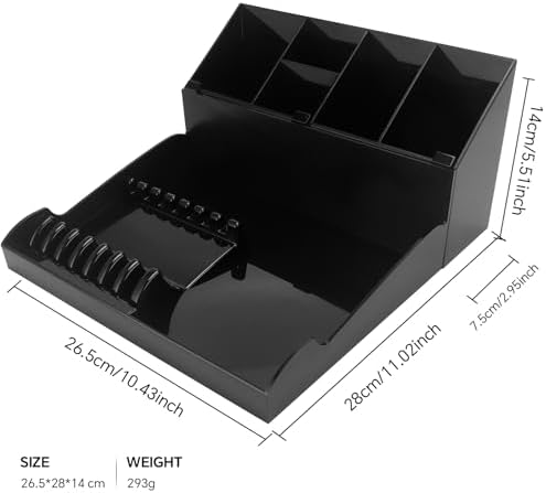 Professional Hair Stylist Storage Box, Black ABS Plastic, Multi-Compartment Organizer with Clipper Holders, Salon Tools Tray Case for Barber Accessories - Image 2