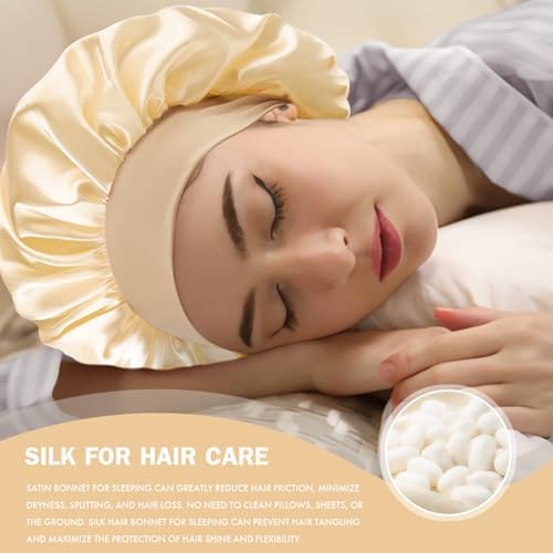 Satin Silk Bonnet for Hair, Double Layer Sleep Cap for Men & Women - Image 4
