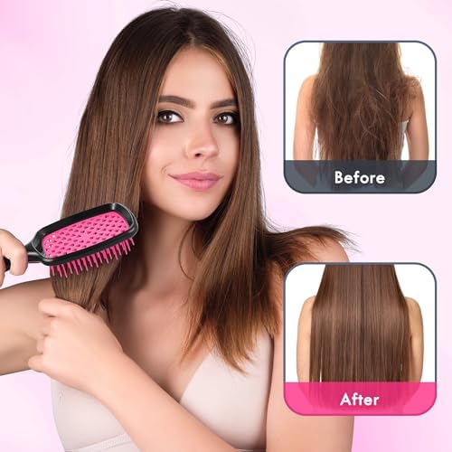2 Pack Vented Detangling Hair Brush - Detangler Hairbrush with Soft Bristles for Effortless Tangle Free -Ideal for Natural Curly Straight Wet Dry Damaged Hair for Women Men Kids - Magenta - Image 4
