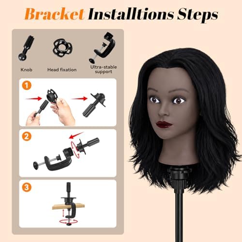 16" Mannequin Head with Hair for Hairdressing Training and Hair Styling - Image 5