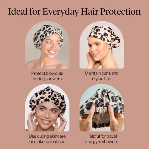 Kitsch Luxury Large Shower Cap for Women - Leopard - Image 6