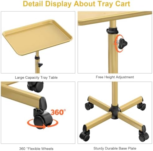 Salon Tray Cart Metal Tattoo Tray Height Adjustable Spa Service Trolley - Image 3