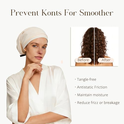 2 Pcs Adjustable Silk Hair Bonnet for Sleeping, Satin Lined Sleep Cap for Women and Men, Silk Hair Wrap Slouch Beanie. - Image 3