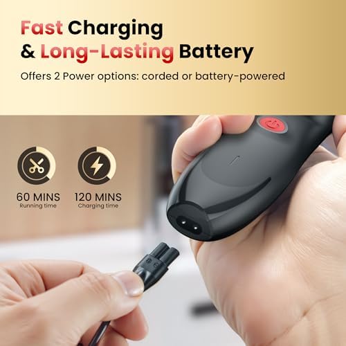 Hair Clippers for Men, Cordless Hair Clipper Kit, Adjustable 4 Length Setting, 2-Speed Settings, Replaceable Ceramic Blade Heads, Rechargeable Hair Clippers for Family (Red) - Image 5