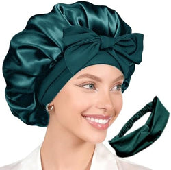 2Pcs Womens Silk Satin Bonnet For Sleeping Hair Bonnets Adjustable Soft Band Silky Sleep Cap Hairs Wrap For Women by WJingYiJia