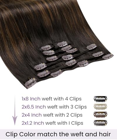 LaaVoo Human Hair Clip in Extensions 12in Remy Soft Balayage Brown - Image 3