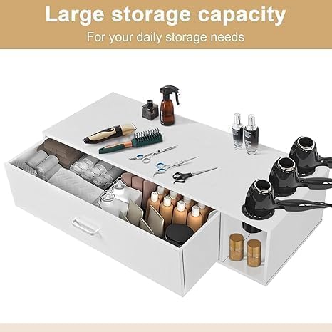 4ever2buy Wall Mount Salon Station for Hair Stylist, Hair Station with Drawer for Barber, Barber Stations for Beauty Salon Equipment with 3 Hair Dryer Holes, White - Image 4